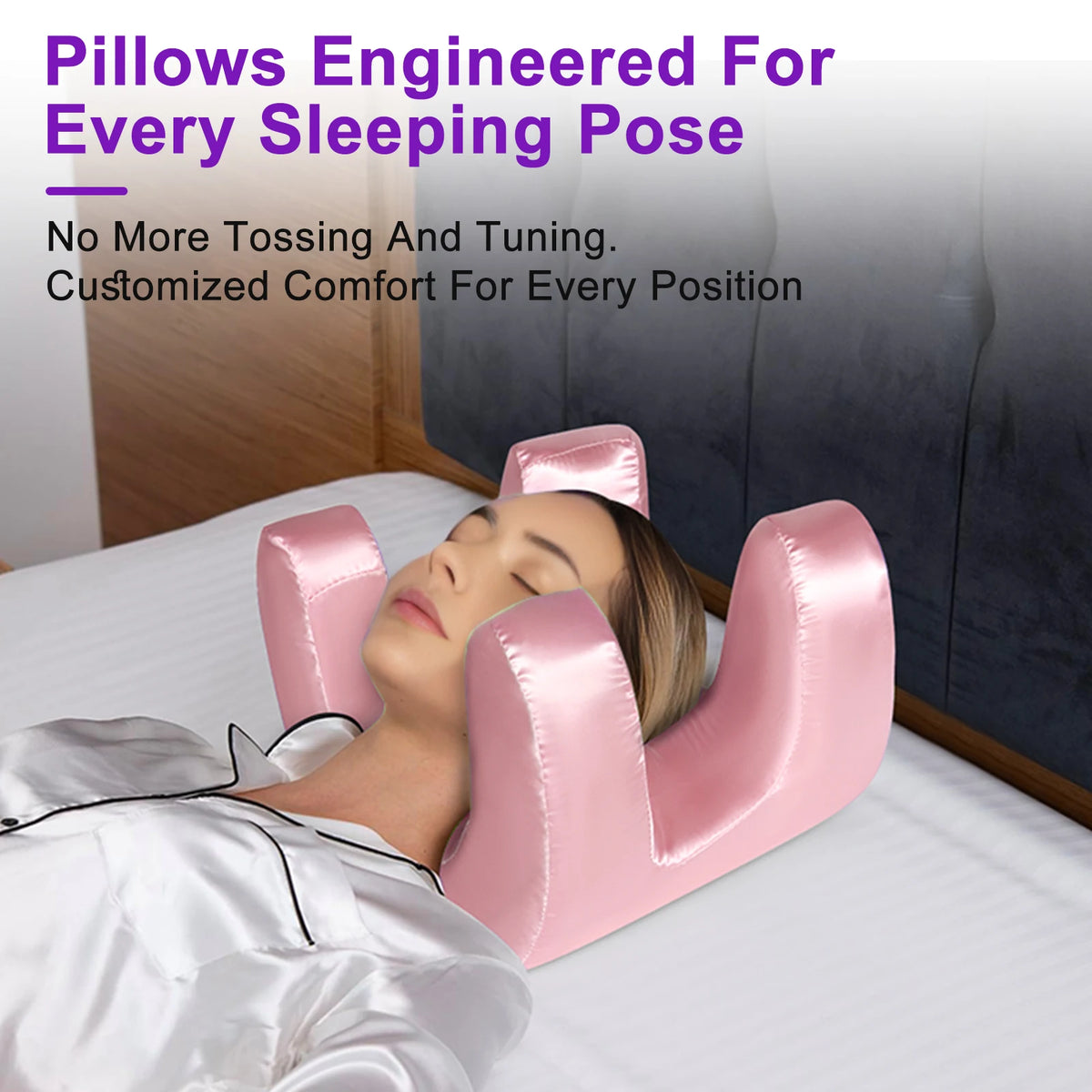 Anti Wrinkle Beauty Pillow Face Support Sleep Pillow Memory Foam Back Side Sleeper Neck Rest Pillow with Pillowcase GoodSnoze