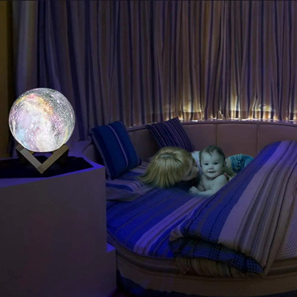 ZK20 3D Printing Moon Lamp Galaxy Moon Light Kids Night Light 16 Color Change Touch Remote Control Galaxy Light GoodSnoze