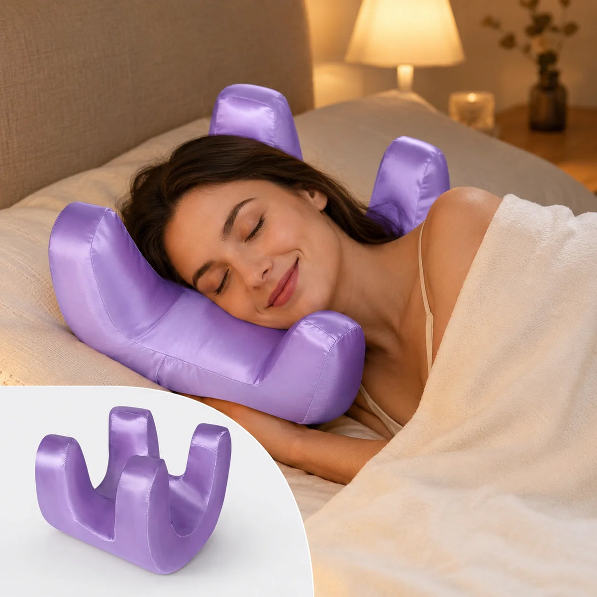 Anti Wrinkle Beauty Pillow Face Support Sleep Pillow Memory Foam Back Side Sleeper Neck Rest Pillow with Pillowcase GoodSnoze